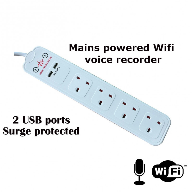 Wifi voice recorder concealed in an extension lead