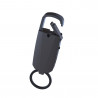 Discreet black key ring voice recorder with metal clip and ring attachment, ideal for hidden or portable audio recording.